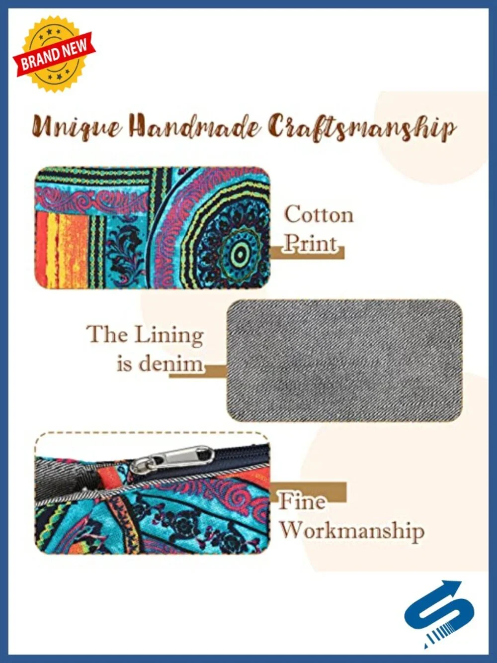 3 Boho Hippie Crossbody Bags Cotton Shoulder Handbags Unisex